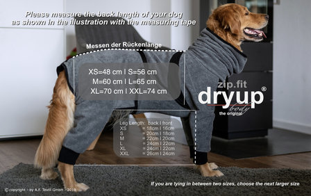 Dryup Body zip.fit sizing