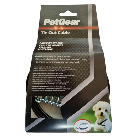 PetGear Tie Out cable / Aanleglijn - 4,7 meter